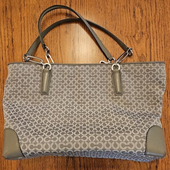 Coach Gray Madison East West Leather Trim Tote Bag w/ "C" - Picture 2 of 13